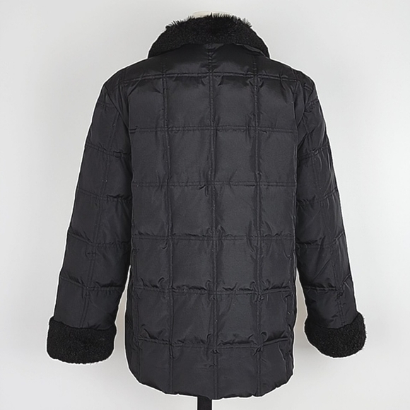 Nuage Women's Down Black Quilted Winter Coat Faux Fur Collar Cuffs Size Large - Picture 2 of 12